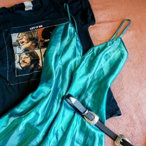 Vintage Satin Nightgown Teal